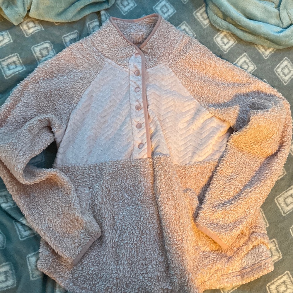 Maurice’s faux fur sweater. Half button up